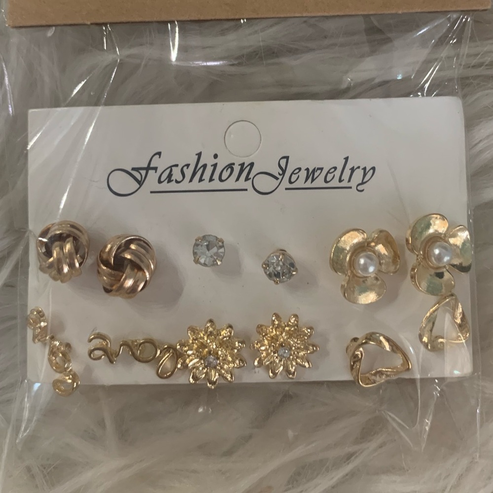 6 Pairs Gold and Silver Fashion Jewelry Earring Set